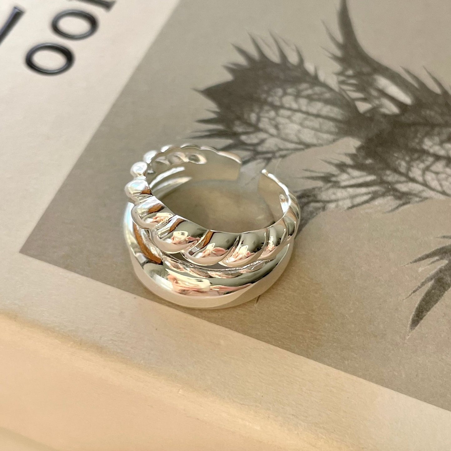 Anillo de plata de ley 925 con forma geométrica irregular minimalista para mujer