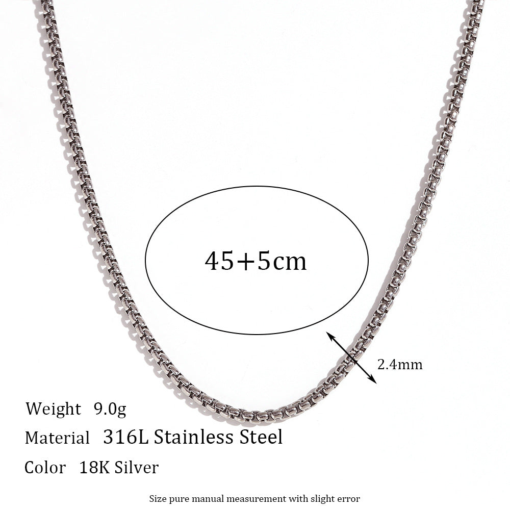 Minimalist Geometric Titanium Steel Plated Stainless Steel Necklace for Women with Snake Chain or Box Chain Style