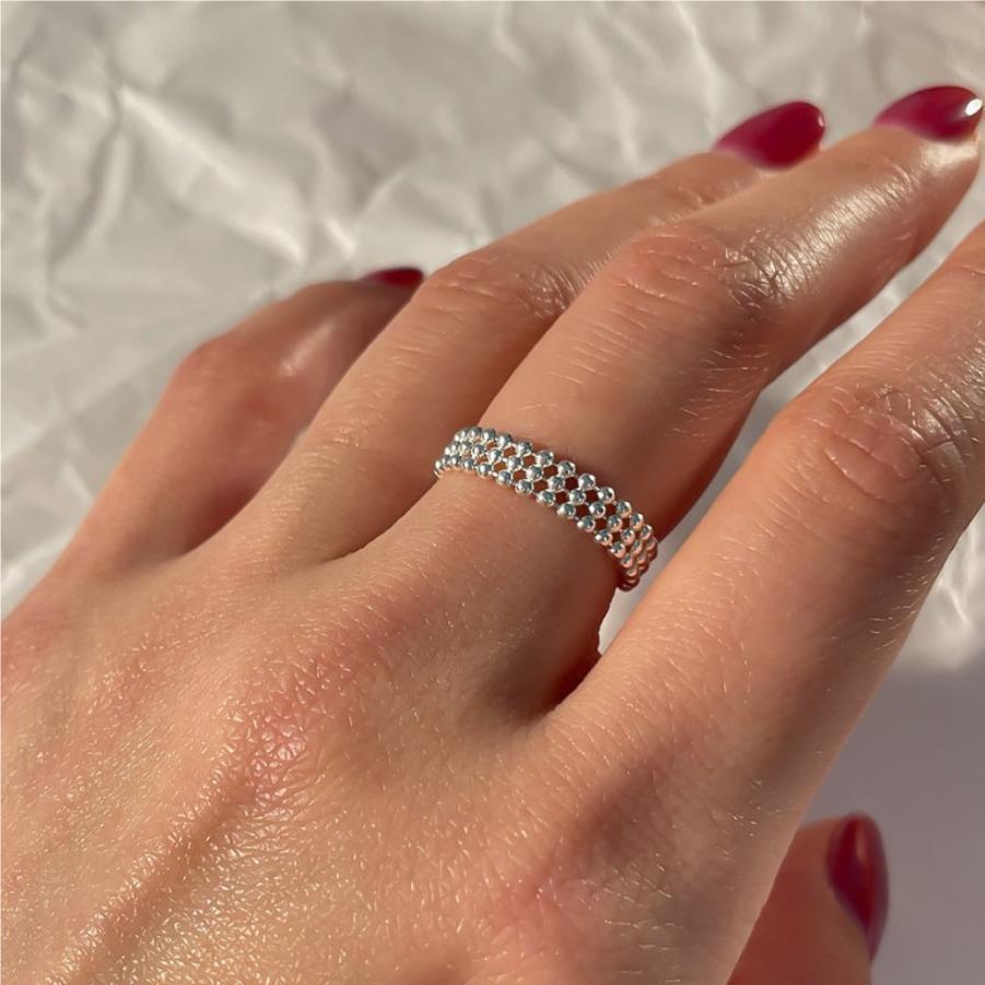 Minimalist Sweet 925 Sterling Silver Round Geometric Adjustable Ring for Women