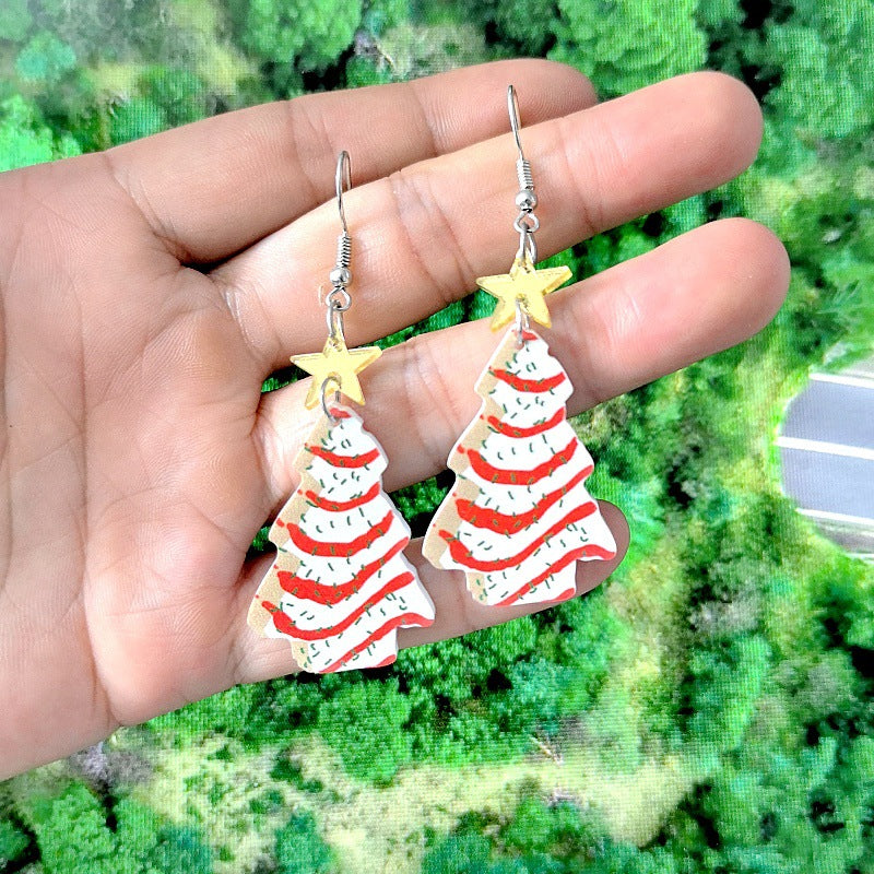 Orecchini in Acrilico a Tema Natalizio con Cappello da Babbo Natale, Albero e Pupazzo di Neve per Donna, Gioielli Festivi per le Feste