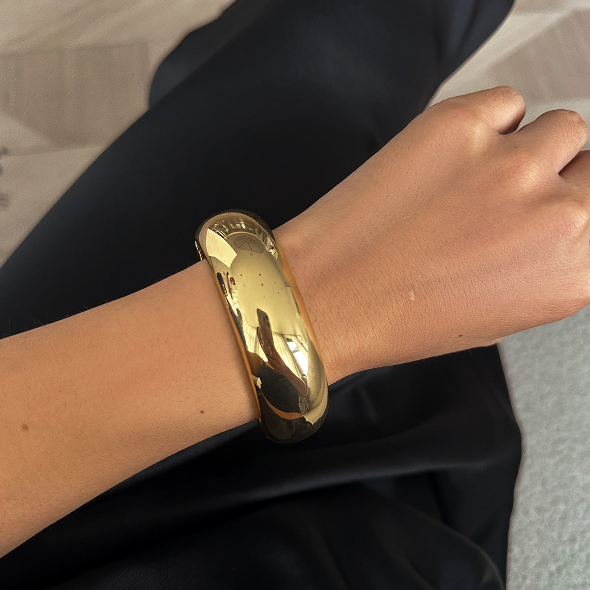Pulsera de eslabones gruesos trenzados de estilo punk con forma geométrica para mujer
