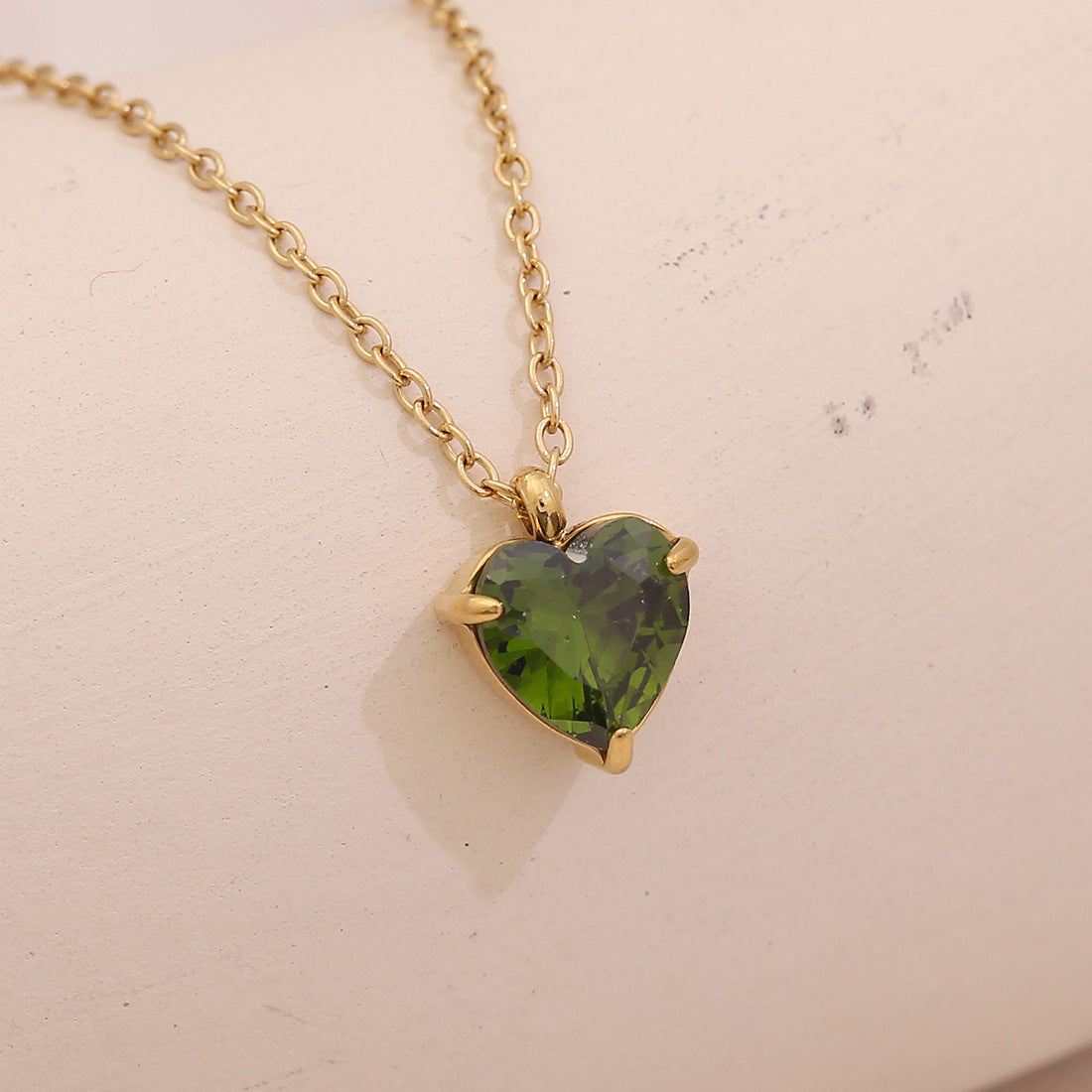 Collana con ciondolo a forma di cuore in acciaio inossidabile da donna, stile OL alla moda