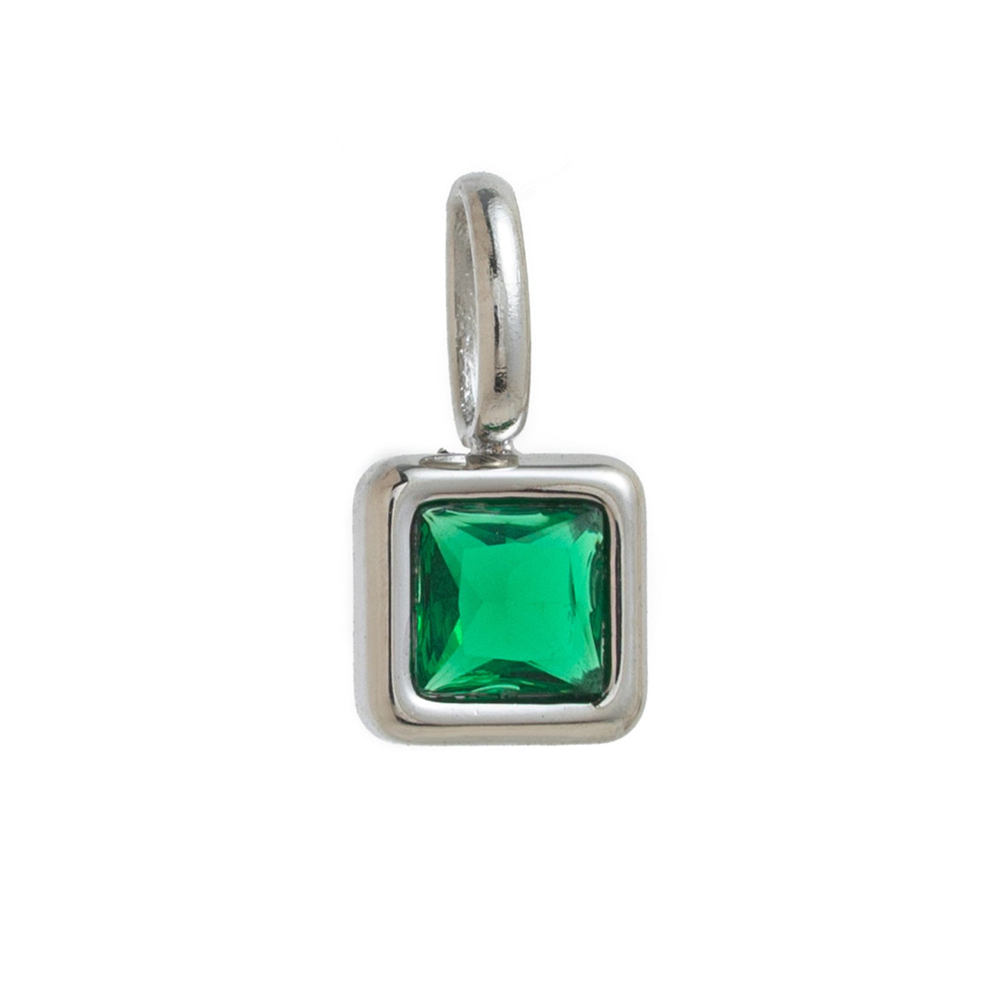 Minimalist Square Titanium Steel Gemstone Charm Bar with Cubic Zirconia Inlay for Women
