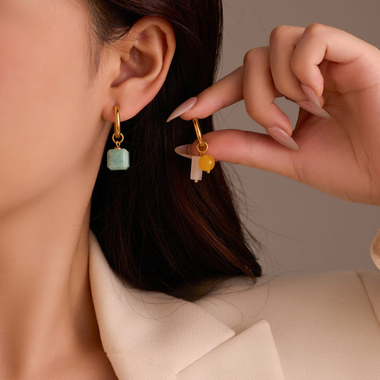 Minimalist Irregular Geometric Stainless Steel Earrings with Plating Finish for Women
