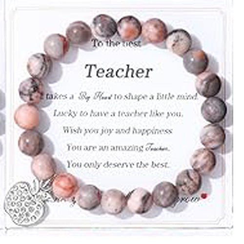 Minimalist Geometric Round Gemstone Bracelet with Rhinestone Apple Charm for Unisex