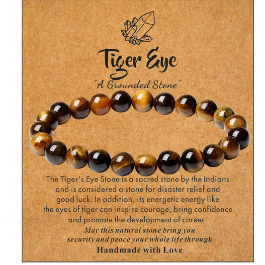 Natural Crystal Agate Lapis Lazuli Tiger Eye Geometric Beaded Bracelet Unisex