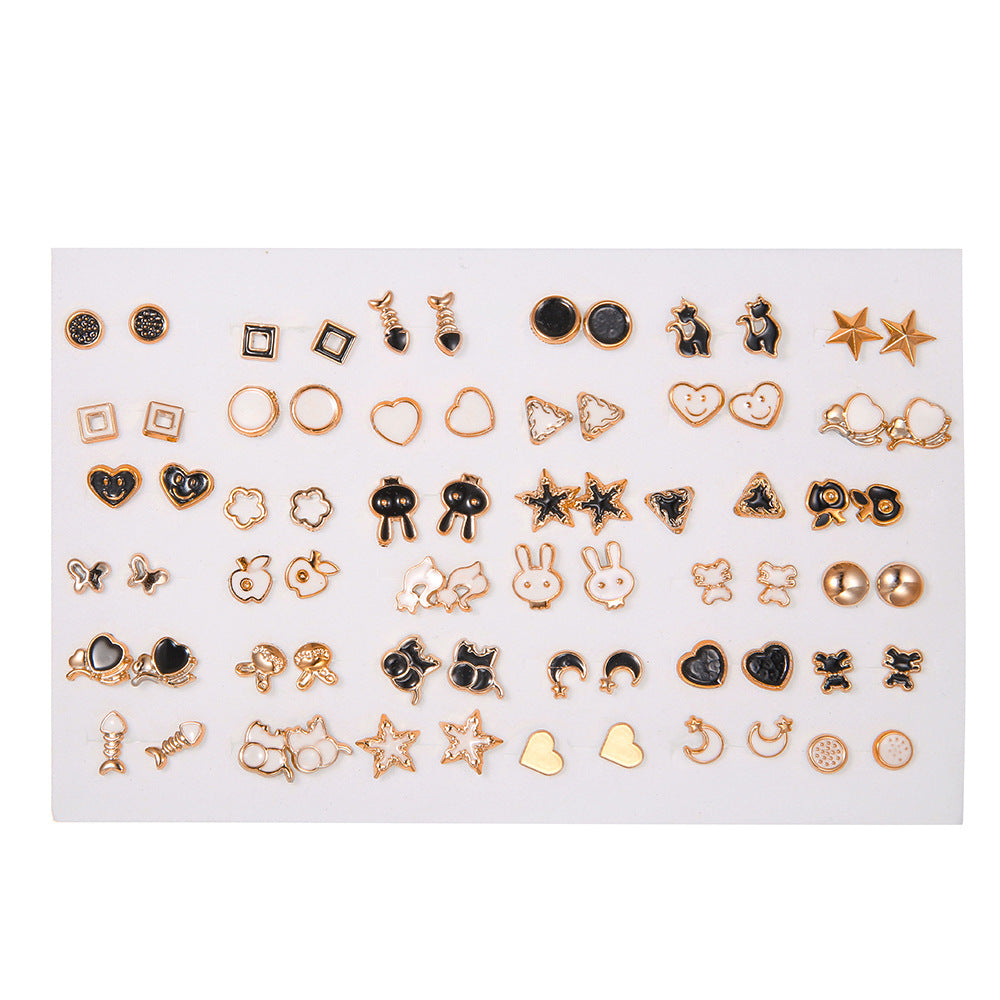 Geometric Resin Stud Earrings Set with Rhinestone Inlay Featuring Floral Animal and Letter Designs for Women