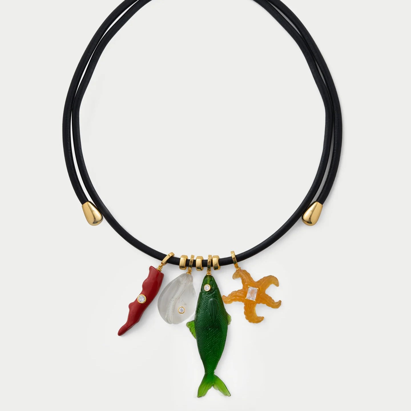 Minimalist Geometric Animal Pendant Necklace in Stainless Steel with Goldfish Starfish and Tropical Fish Motifs Vacuum Plated
