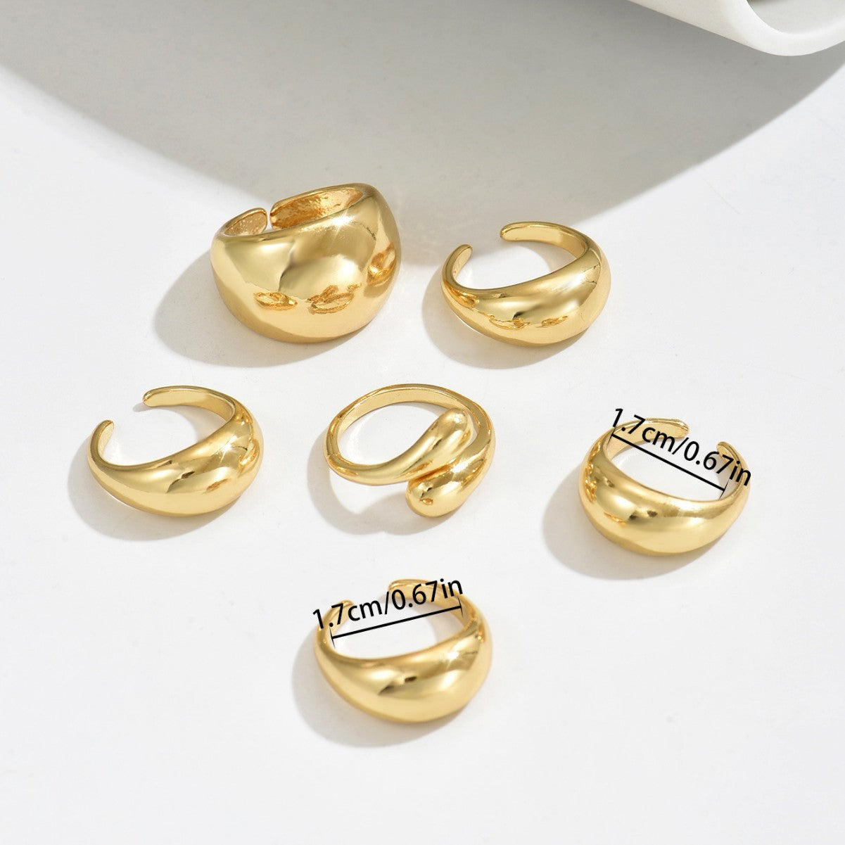 Anillo Abierto Geométrico para Mujer en Aleación de Zinc con Acabado Chapado Accesorio de Moda Minimalista