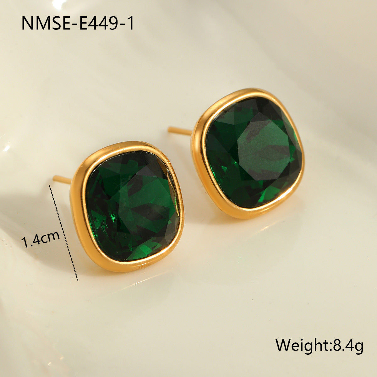Orecchini Vintage Quadrati Geometrici in Acciaio Inossidabile con Placcatura in Oro 18K e Intarsi di Zirconi Colorati da Donna
