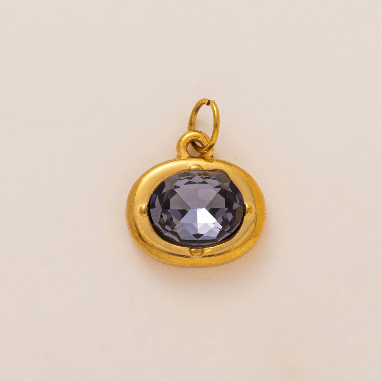 Vintage Stainless Steel PVD Gold Plated December Birthstone Pendant Charm Bar