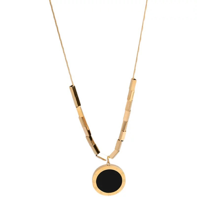 Minimalist Luxury Square Round Titanium Steel Plated Snake Chain Necklace for Women