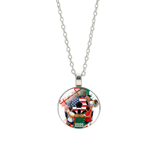 Sporty Casual Silver Plated Alloy Necklace with Crystal Pendant for Unisex