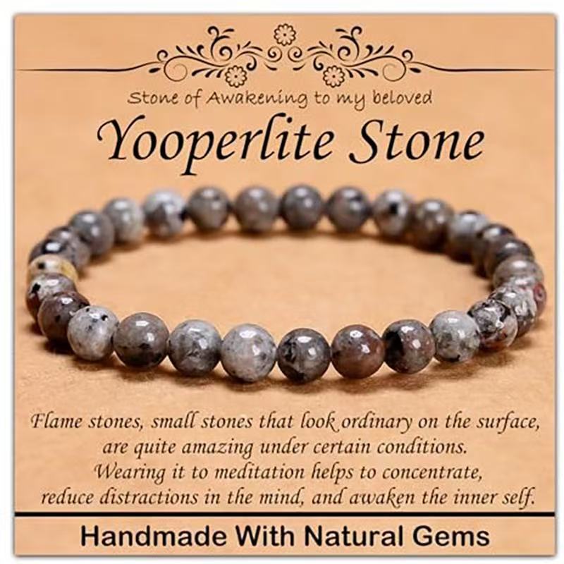 Minimalist Natural Stone Beaded Bracelet Unisex Geometric Round Handmade Jewelry Gift