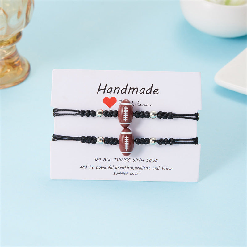 Handmade Adjustable Acrylic Ball Bracelet for Women Geometric Round Volleyball Tennis Theme Casual Fashion Jewelry