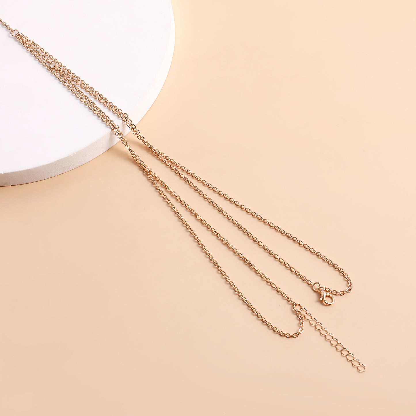 Minimalist Geometric Alloy Anklet for Women with Double-Layer Thin Chain Design
