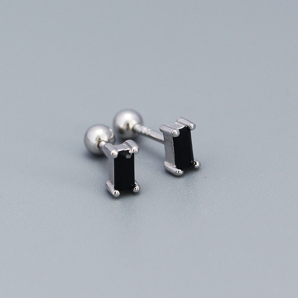 Orecchini da donna in argento sterling 925 con zirconi, stile geometrico