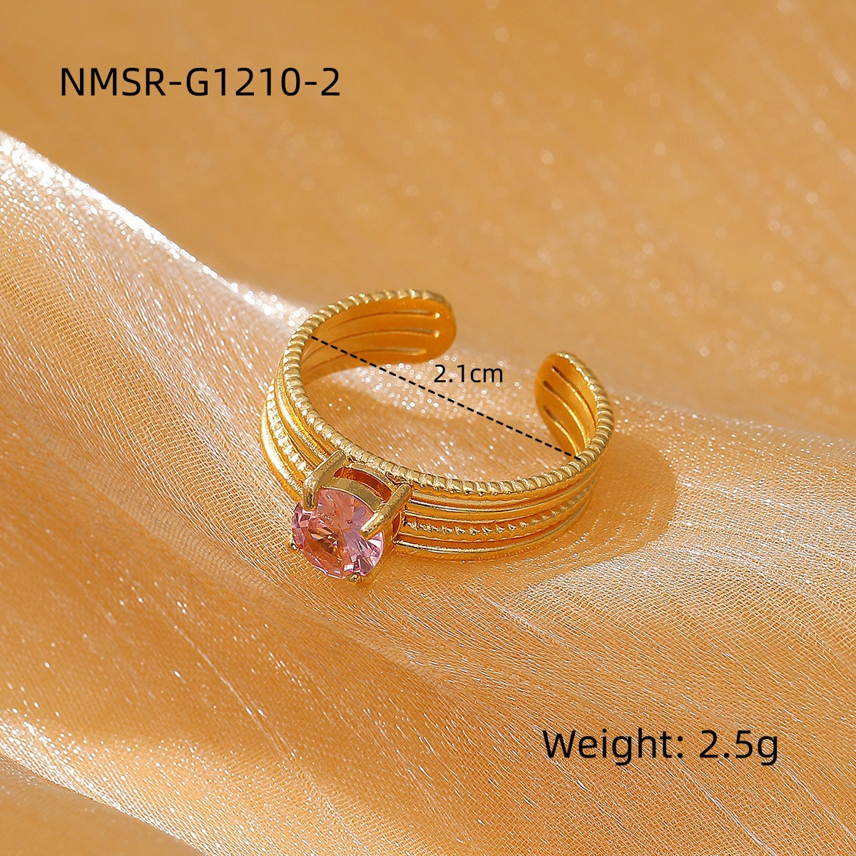 Minimalist Luxury Stainless Steel Ring with 18K Gold Plating and Colored Zirconia, Round Geometric Design for Women