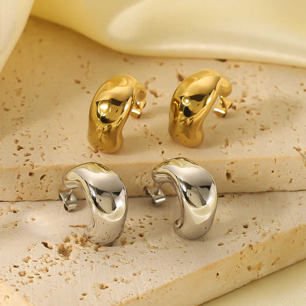 Orecchini geometrici irregolari in acciaio inossidabile con placcatura in oro 18 carati, gioielli da donna alla moda e minimalisti