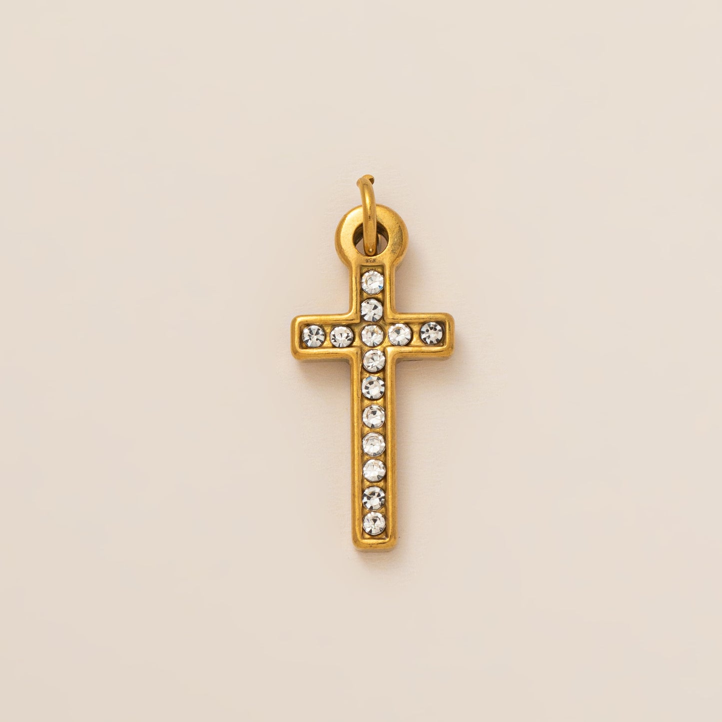Minimalist 18K Gold Plated Titanium Steel Cross Charm Bar