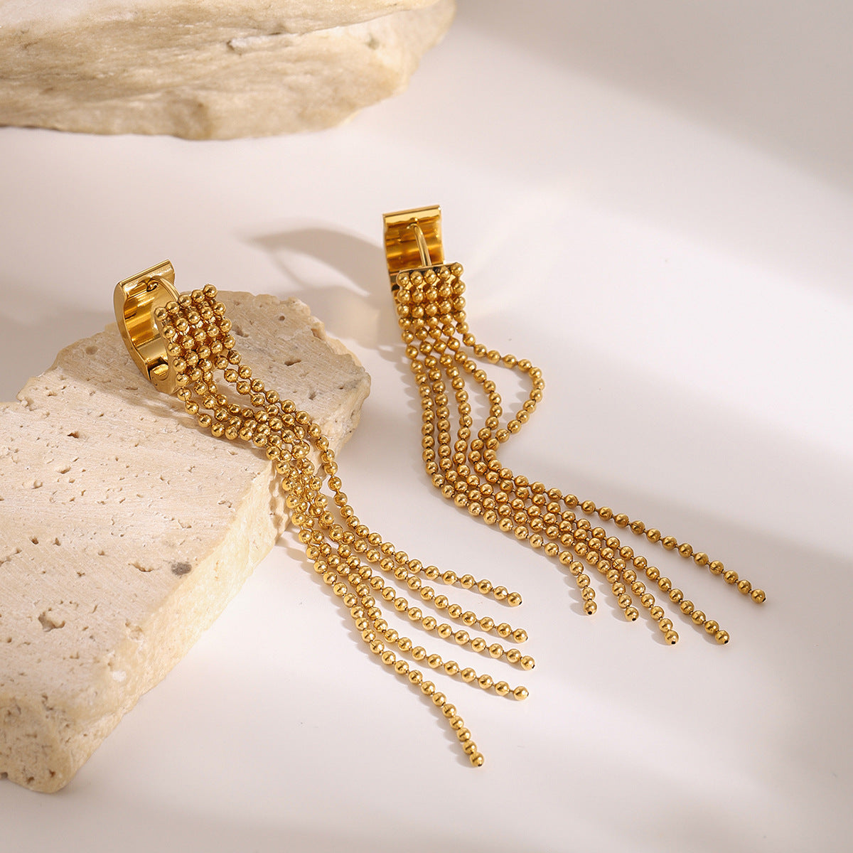 Pendientes colgantes geométricos de acero inoxidable con acabado chapado para mujer, joyería minimalista de moda
