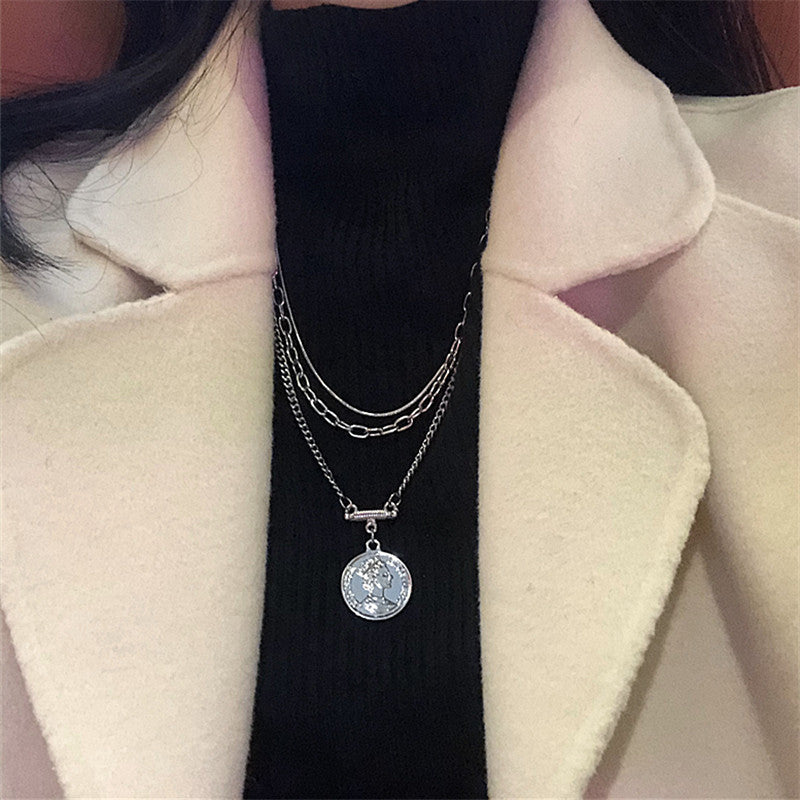 Sweet Teardrop Floral Pearl Pendant Titanium Steel Necklace for Women and Men
