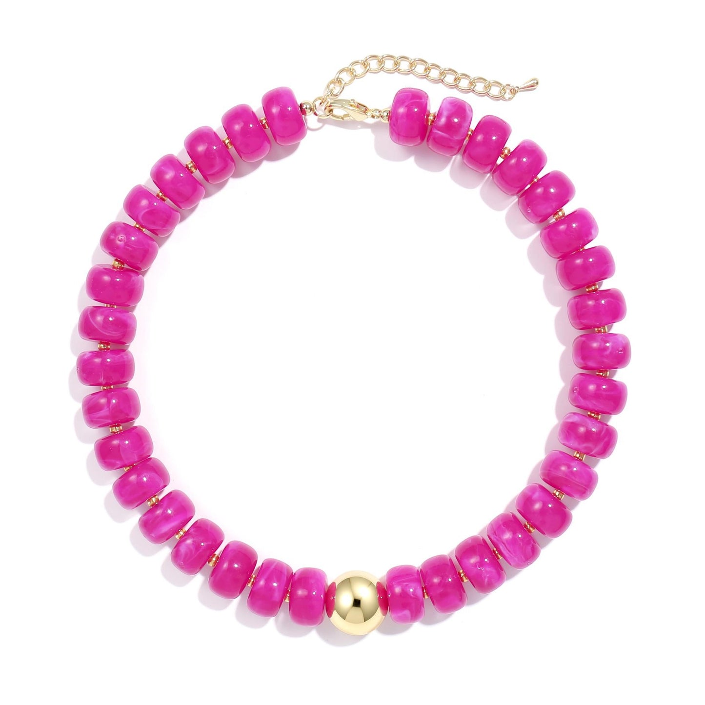 Casual Geometric Round Resin Acrylic Beaded Necklace for Women