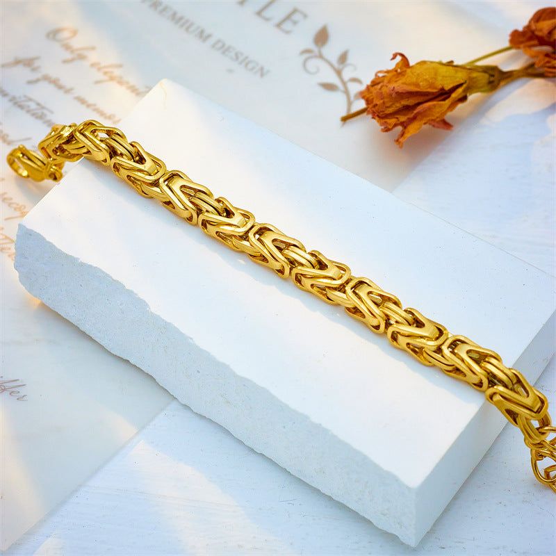 Punk Industrial Titanium Steel Thick Chain Bracelet for Men with Plated Finish