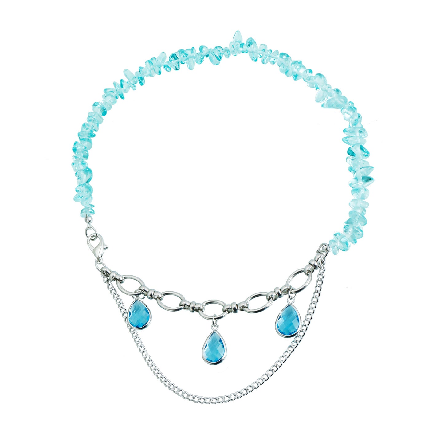 Sweet Streetwear Geometric Teardrop Alloy Plated Y-Necklace with Beads and Tassels