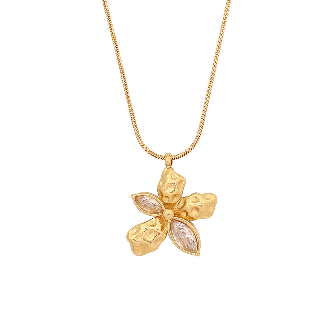 Collana con ciondolo a farfalla irregolare geometrica alla moda in acciaio inossidabile con finitura galvanica da donna
