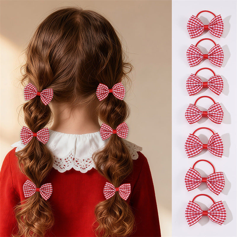Fermaglio per capelli a forma di fiocco in stile naturale per bambine con dettagli arricciati e in rete realizzato in tessuto di poliestere su base a becco d'anatra