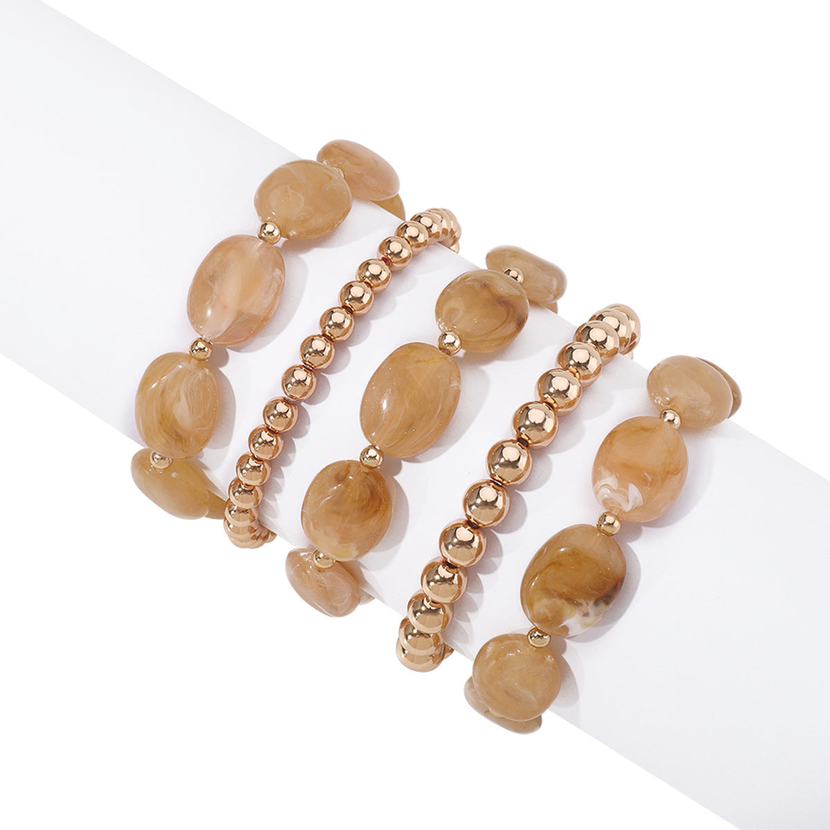 Pulsera Bohemia Geométrica de Cuentas con Piedras de Jade Artificial Brazalete Elástico Hecho a Mano para Mujer