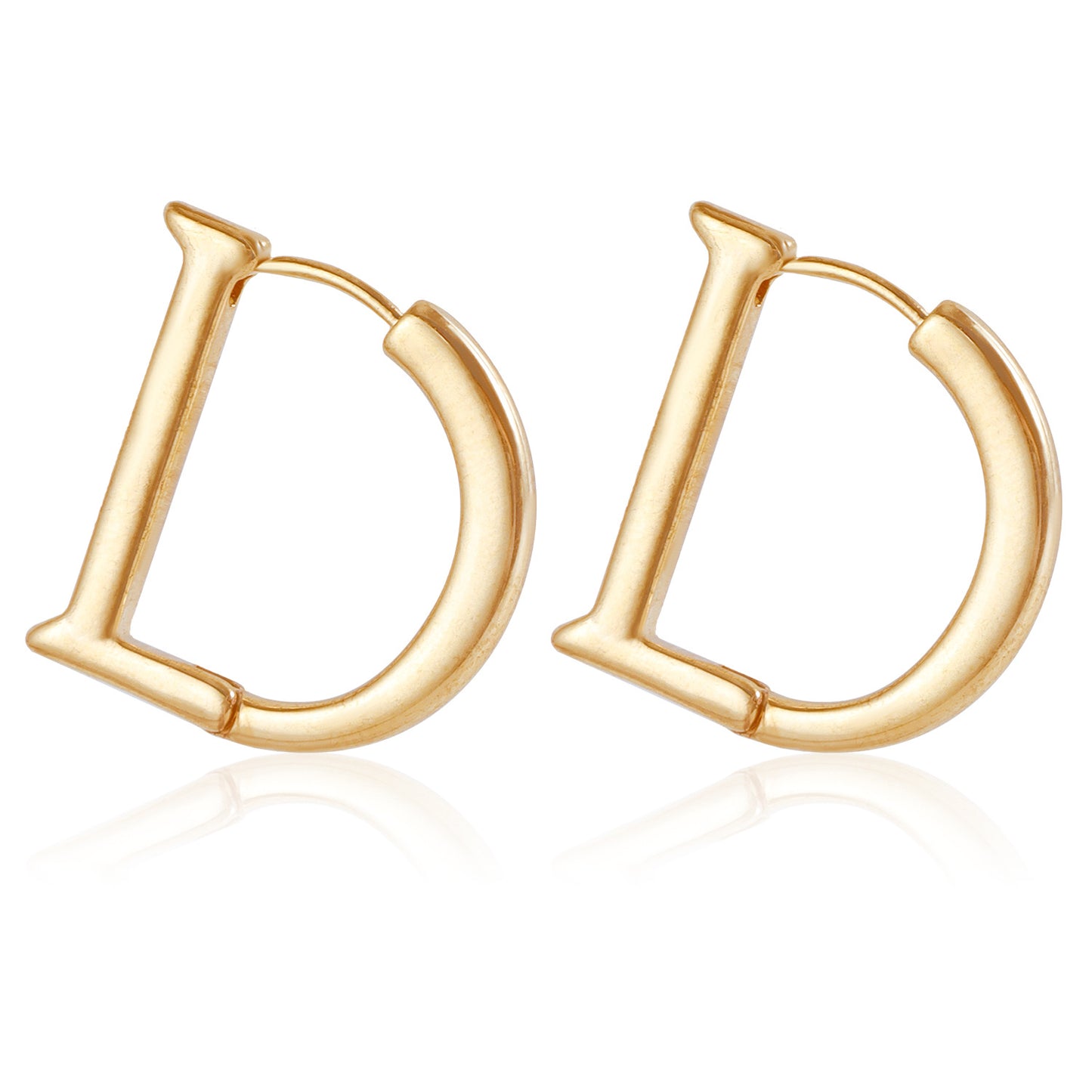 Minimalist Retro Letter D Metal Hoop Earrings with Plating Finish for Women