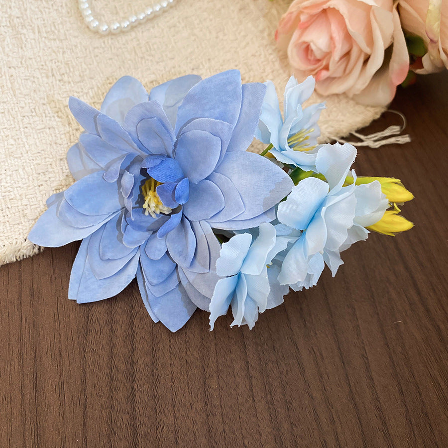 Elegante pinza de pelo de tela floral para mujer con diseño de pico de pato, accesorio para el pelo hecho a mano de estilo dulce y fresco