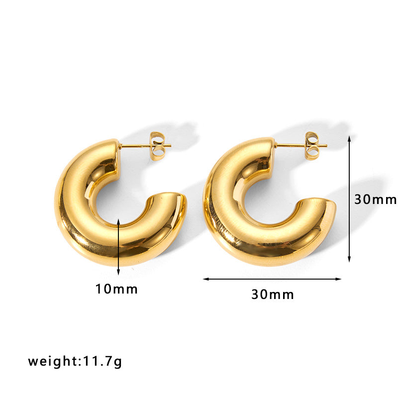 Minimalist Geometric Hollow Stainless Steel Earrings for Women with Plated Finish