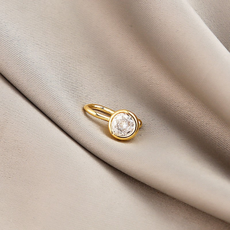 Minimalist Geometric U-Shaped Nose Clip Brass 18K Gold Plated Cubic Zirconia Adjustable Charm Bar