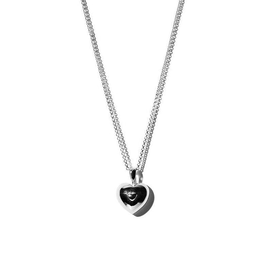 Collar minimalista de plata de ley 925 con forma de corazón y efecto de llama fría