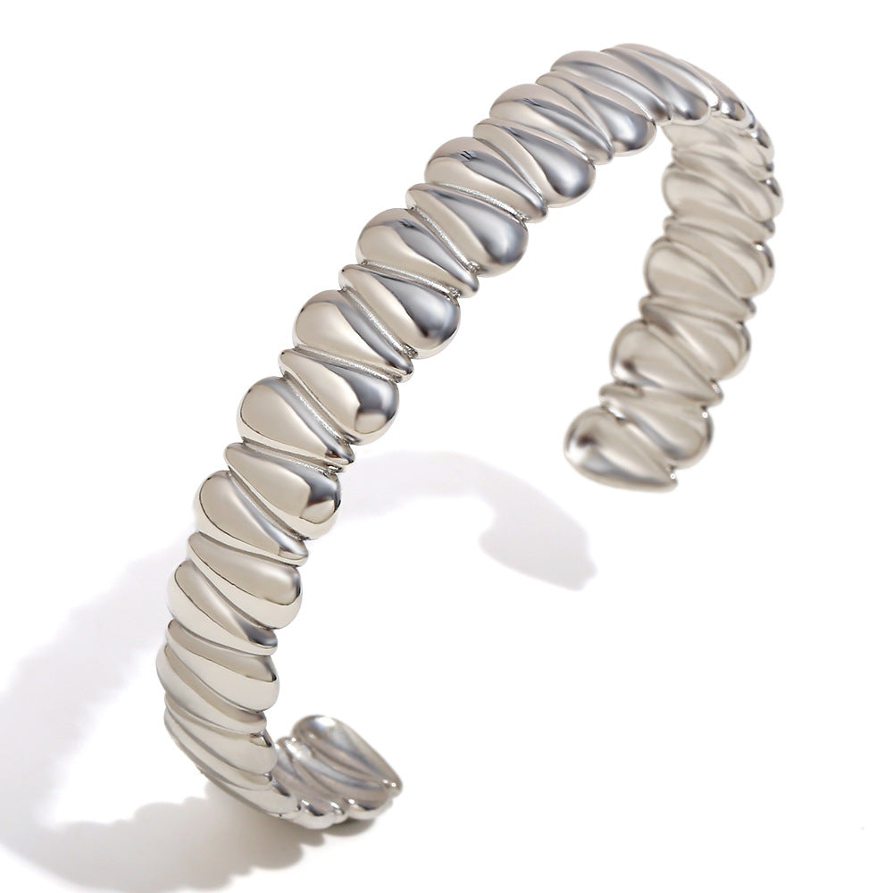 Minimalist French-Style Stainless Steel Plated 18K Gold Teardrop Bracelet for Women
