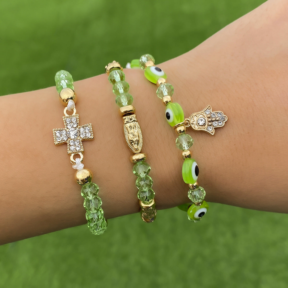 Juego de Pulseras Geométricas Estilo Étnico para Mujer con Cuentas de Resina y Acentos de Cristal