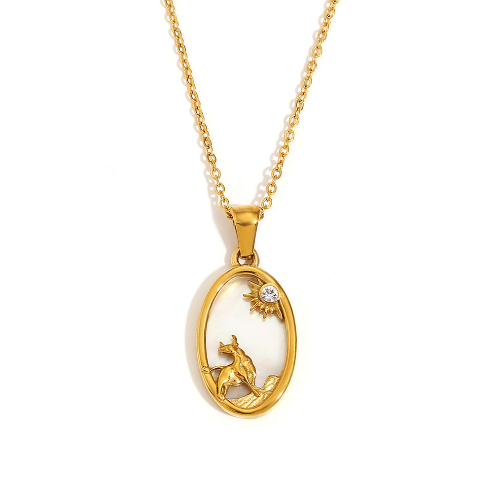 Collana con Pendente a Cuore Floreale Vintage in Agata Rossa da Donna con Catena in Acciaio Inox e Placcatura in Oro 18K