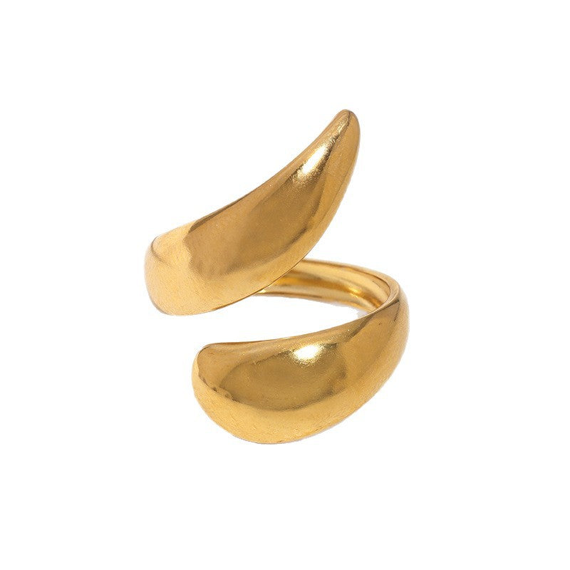 Minimalist Geometric Plated Stainless Steel Open Ring for Women