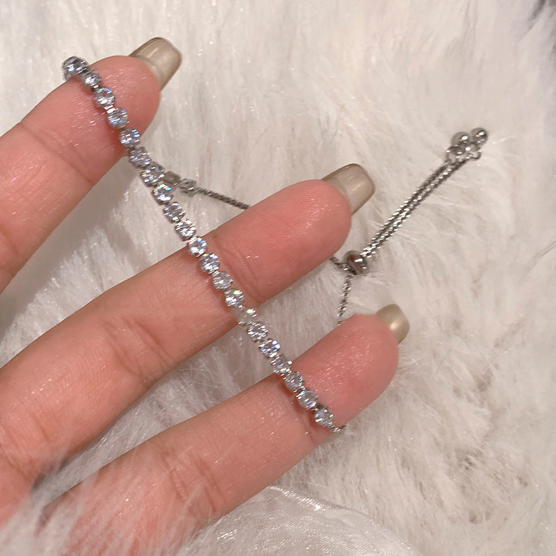 Fashionable Adjustable Square Heart-Shaped Glass Beaded Bracelet with Zircon Inlay for Women, Luxury Minimalist Hand Jewelry