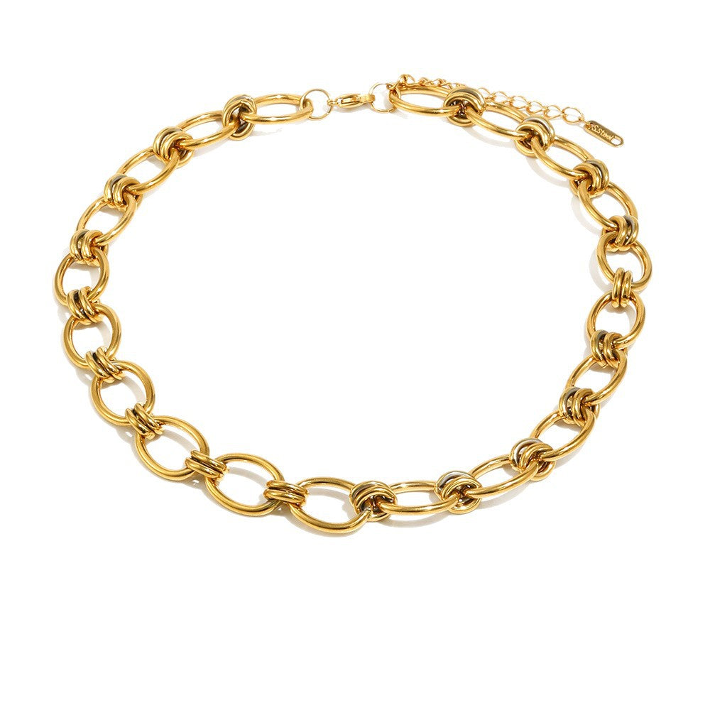 Hip-hop Elegant Geometric Stainless Steel Gold Plated Necklace for Women