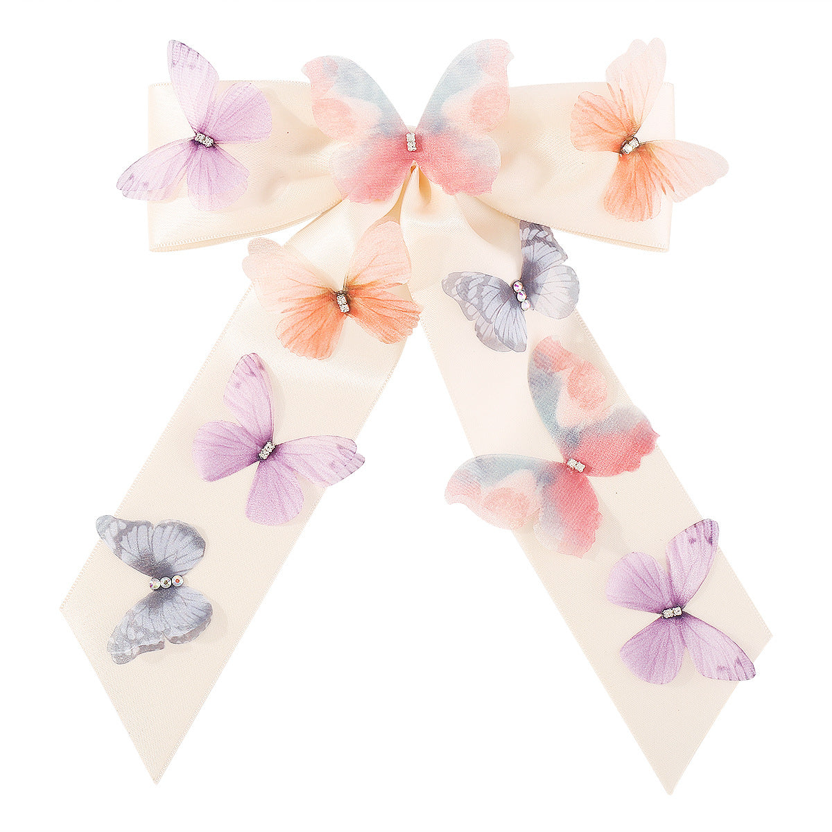 Dolce e Grintosa Molletta per Capelli a Farfalla con Strass Intarsiati su Tessuto in Raso e Tulle, Design a Pinza a Molla per Donne