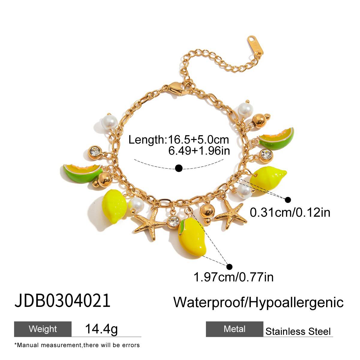 Geometric Lemon Plated Stainless Steel Bracelet for Women