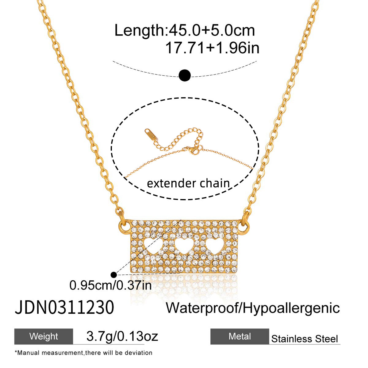 Collana Minimalista da Donna a Forma di Cuore in Acciaio Inossidabile con Placcatura in Oro PVD Sottovuoto, con Chiusura a Medaglione e Catena per la Stratificazione
