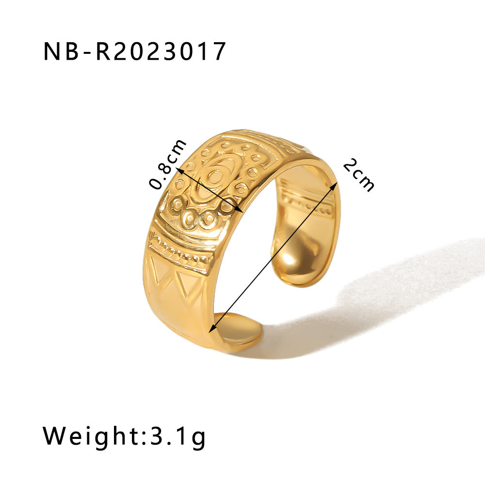 Minimalist Heart-Shaped Geometric Stainless Steel Open Ring for Women with 18K Vacuum Plating Finish