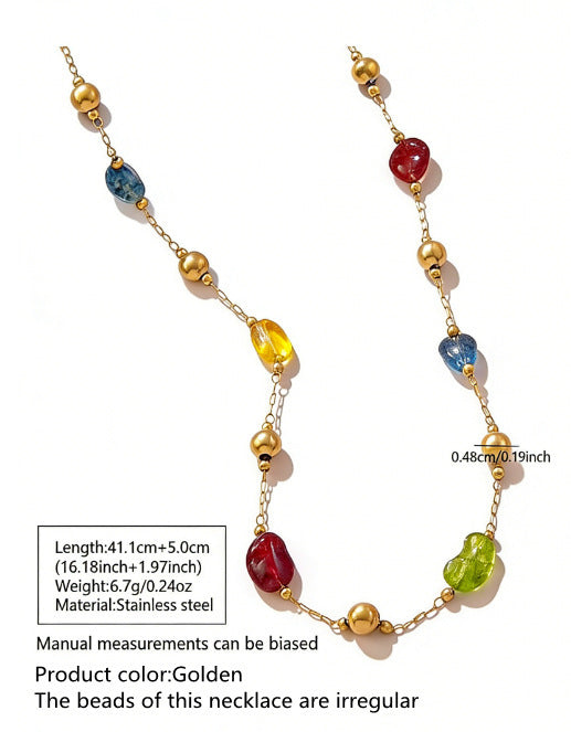Elegante Conjunto de Collar y Pulsera de Acero Inoxidable con Diseño Geométrico Irregular Bañado en Oro de 18K para Mujer