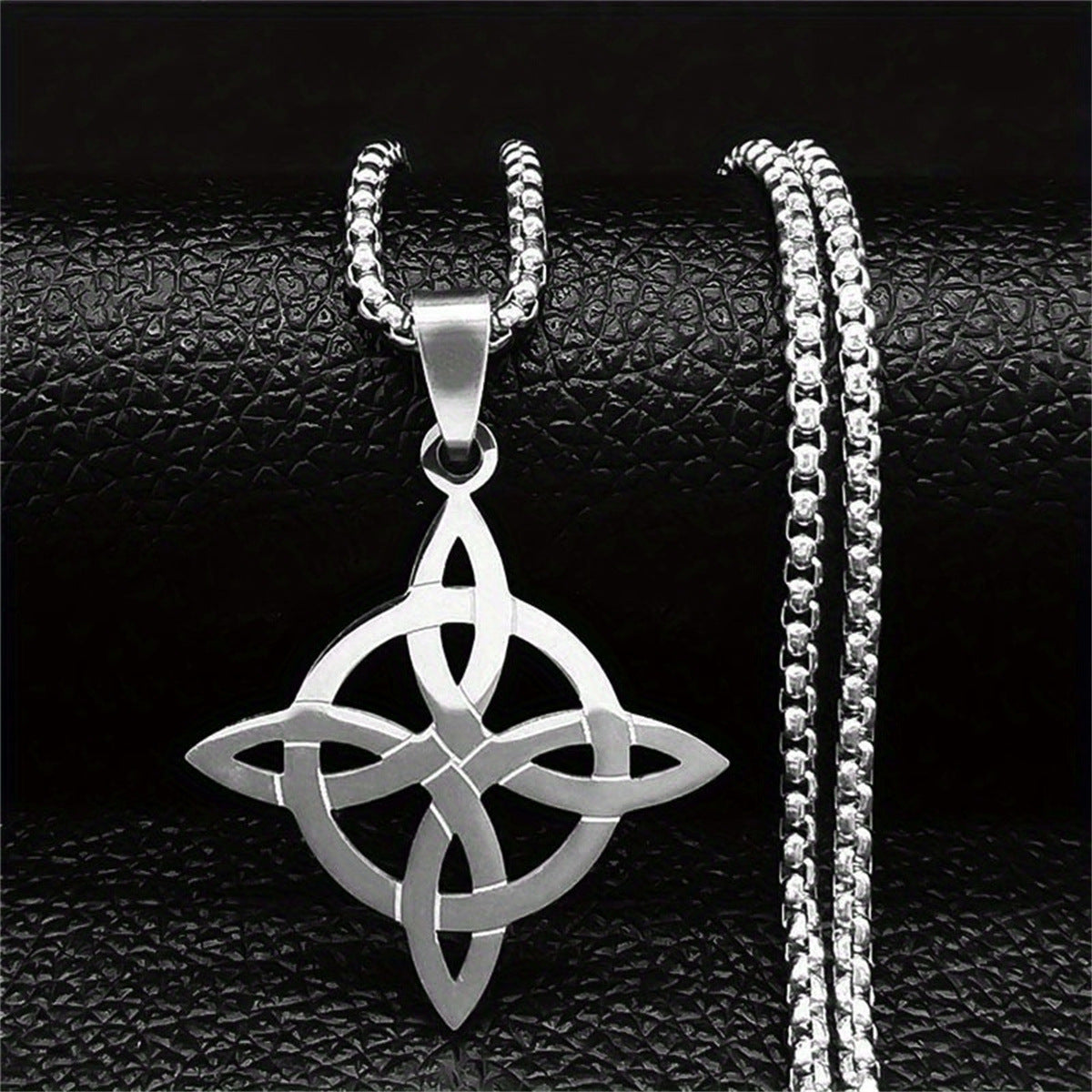 Geometric Infinity Symbol Pendant Necklace in Stainless Steel with Titanium Steel Pendant and Electroplated Finish