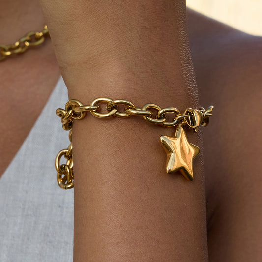 Star Geometric Plated Stainless Steel Necklace with Titanium Steel Pendant for Women
